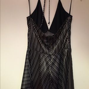 Halter Stripe Black and White Stain Dress